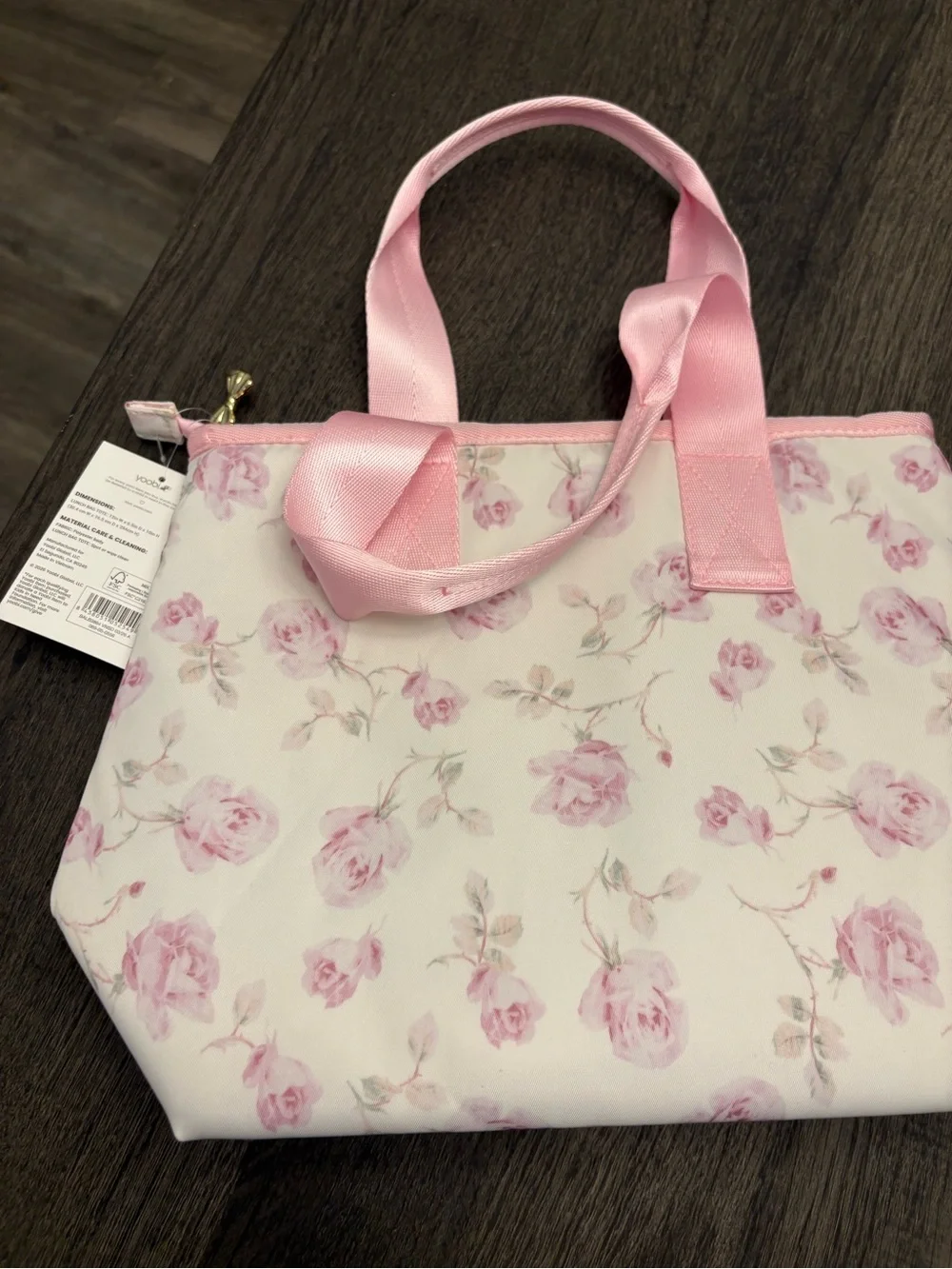 LoveShackFancy Pink Rose Print Floral Tote